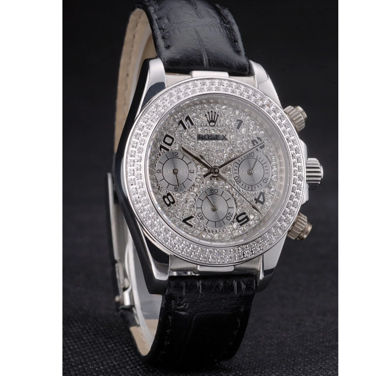 Good Copy Rolex Watches Steel Studded Dial Lady Studded Stainless Crystal Rolex Crystal Daytona Case Bezel 0801